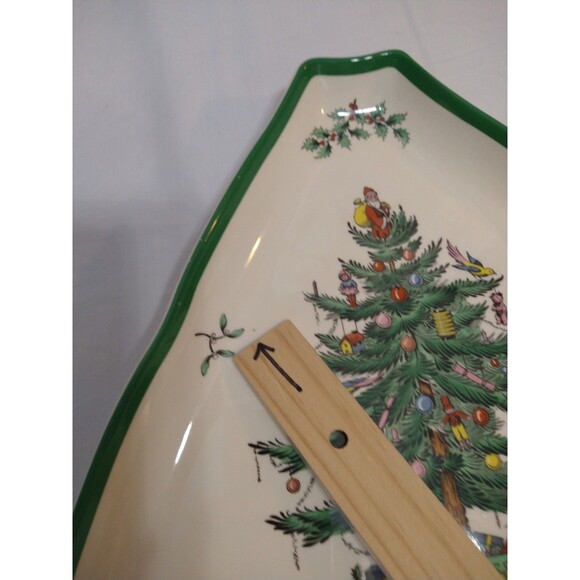 Spode Christmas Tree Plate 11" Triangle Serving Platter Dish Tray England - Picture 10 of 13